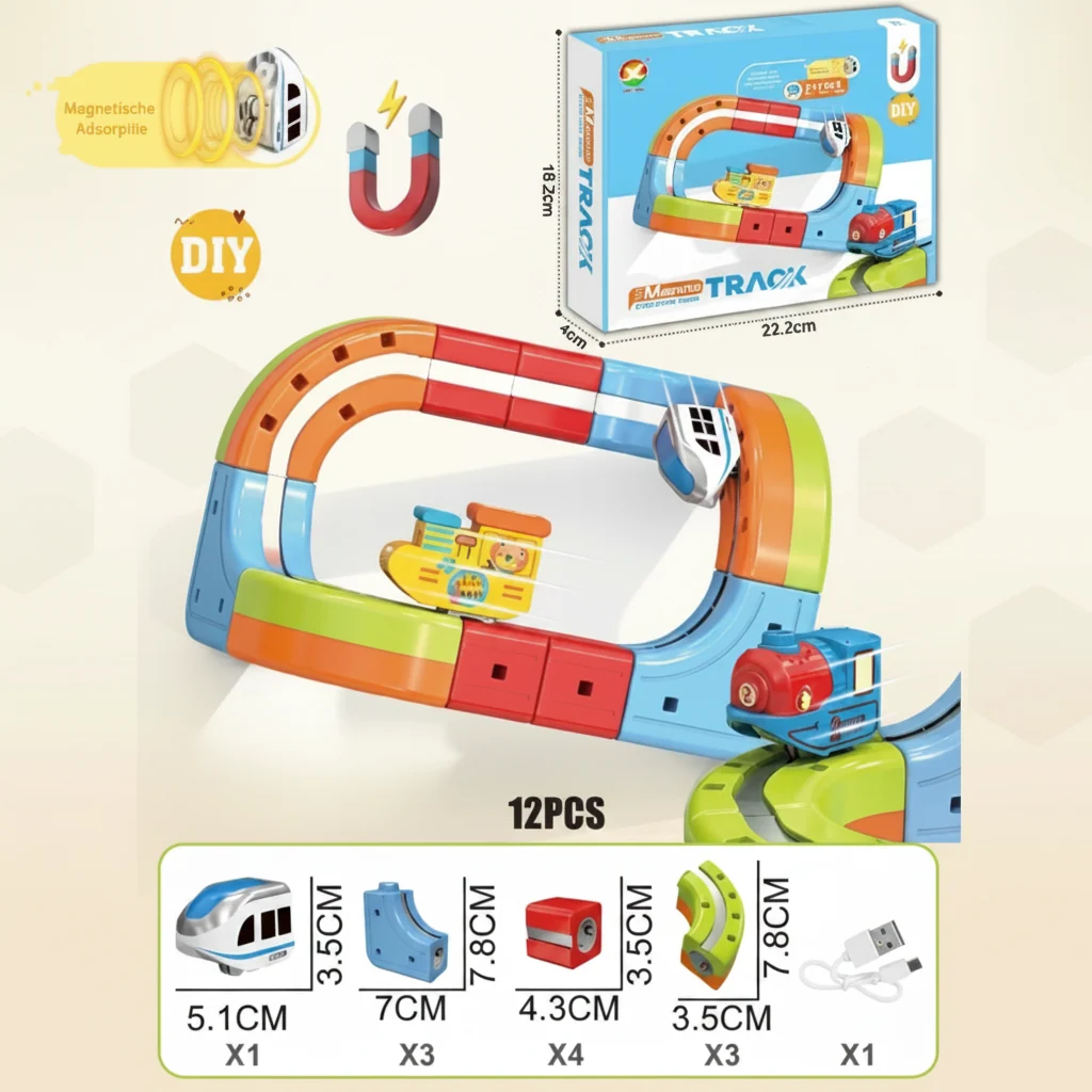 Construction Toy Electric Train Set Magnetic Playset - Image 2